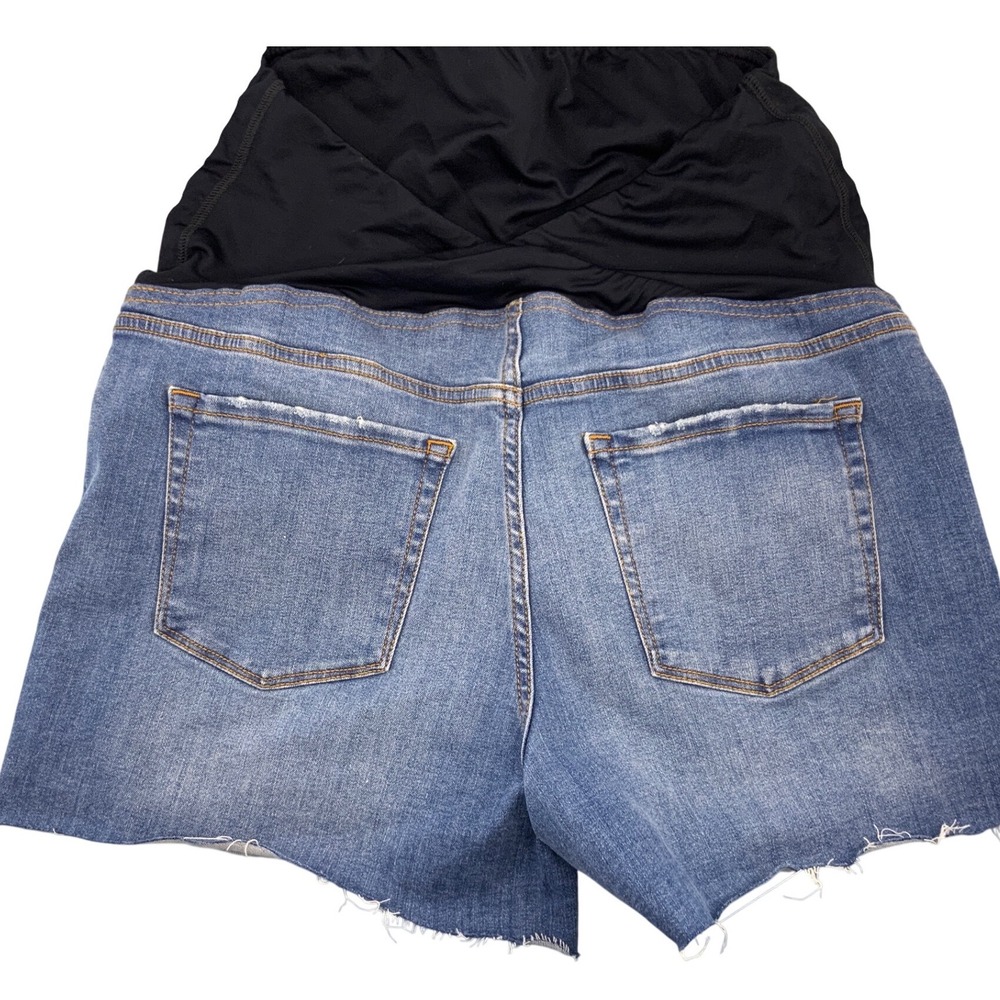 Isabel Maternity by Ingrid & Isabel Crossover‎ Panel Denim Shorts Blue Size 14 - Picture 2 of 6